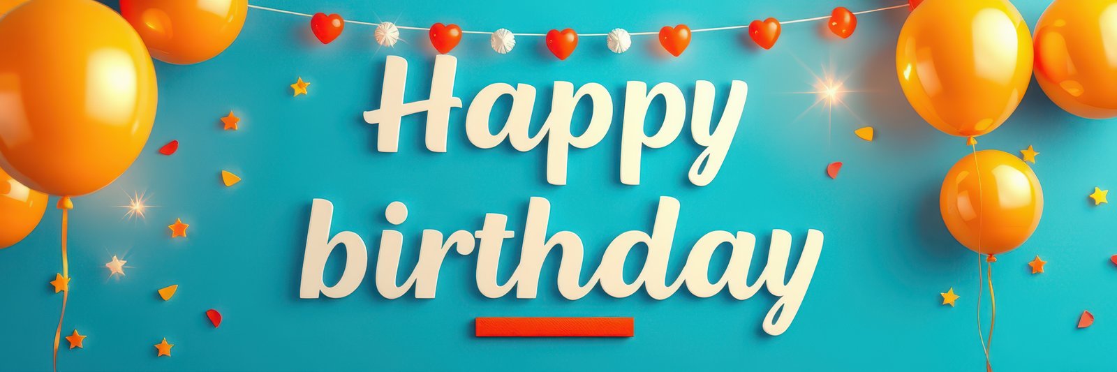 Colorful birthday celebration with balloons, decorations, and cheerful text on a vibrant background